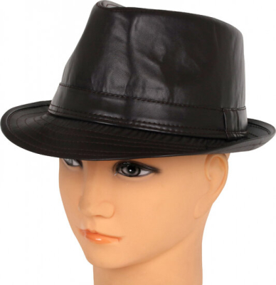 Fedora hat læderlook, brun
