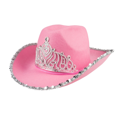 Cowboyhat med diadem, pink