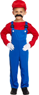 Spilfigur kostume 10-12 år, rød/blå