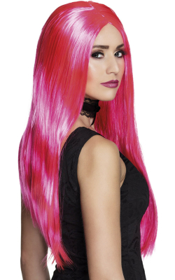 Paryk neon-pink, lang