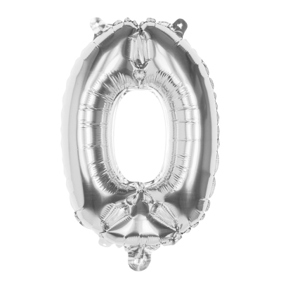Tal ballon 0 sølv 36 cm