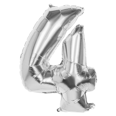Tal ballon 4 sølv 36 cm
