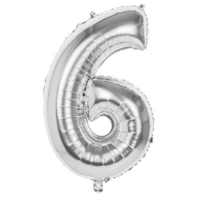 Tal ballon 6 sølv 36 cm