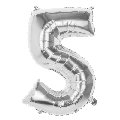 Tal ballon 5 sølv 86 cm