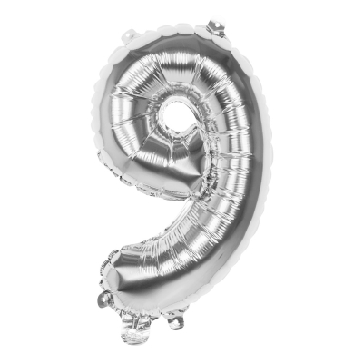 Tal ballon 9 sølv 86 cm