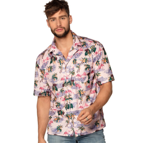 Kreta tidevand halvleder Hawaii skjorte flamingo XXL. Tilbud kr. 189,00 hos Kostume-Pusheren.dk
