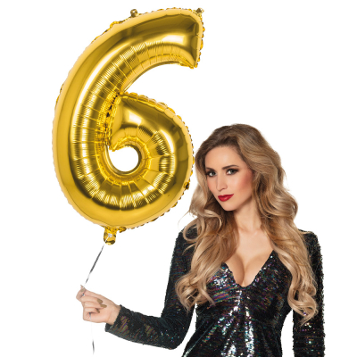 Tal ballon 6 guld 86 cm