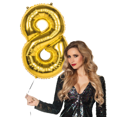 Tal ballon 8 guld 86 cm