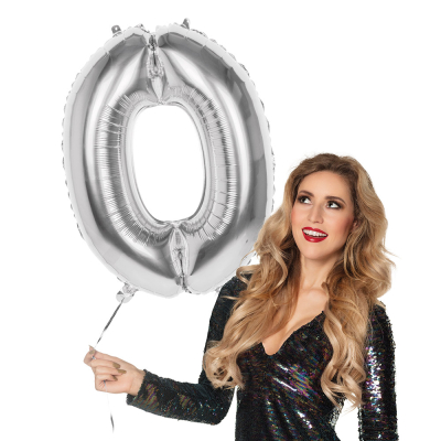 Tal ballon 0 sølv 86 cm