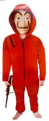 Rød jumpsuit med hætte