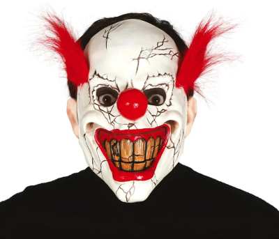killer clown latexmaske med hår