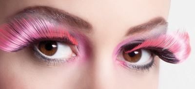 kunstige øjenvipper lange i sort og pink
