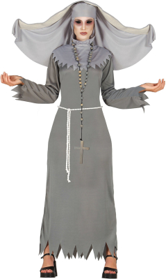 Zombie nonne kostume, grå
