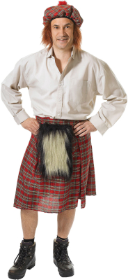 Skotte-kilt og hat med hår