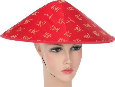 kineser-hat i rød silke