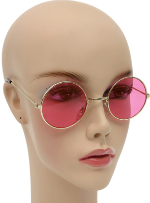 runde briller med pink glas
