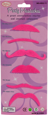 Overskæg pink 6-pak