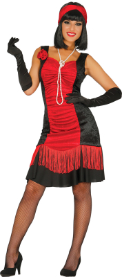 Charleston kjole rød/sort M