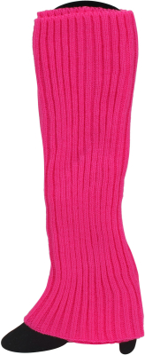 Neon-pink benvarmere i strik one size