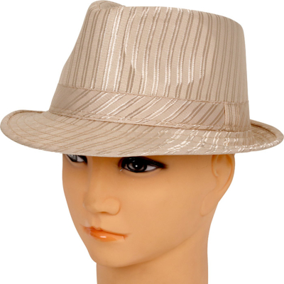 Fedora hat pinstripe, beige