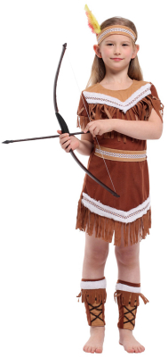 Indianer-pige kostume brun, 130-140 cm