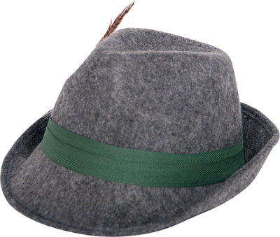 Tyrolerhat slidt look med fjer, grå